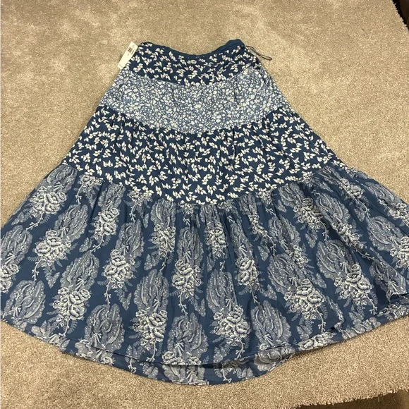 Lauren Ralph Lauren Size 12 Boho | Patchwork Floral Voile Tiered Skirt NWT $195 - Picture 4 of 9